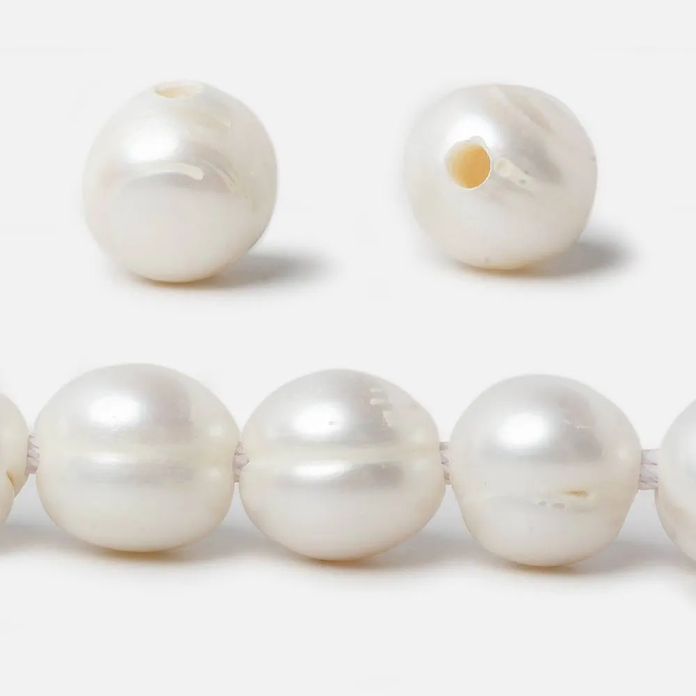 10-12mm Off White Baroque Large Hole Freshwater Pearl 8 inch 17 pieces B grade