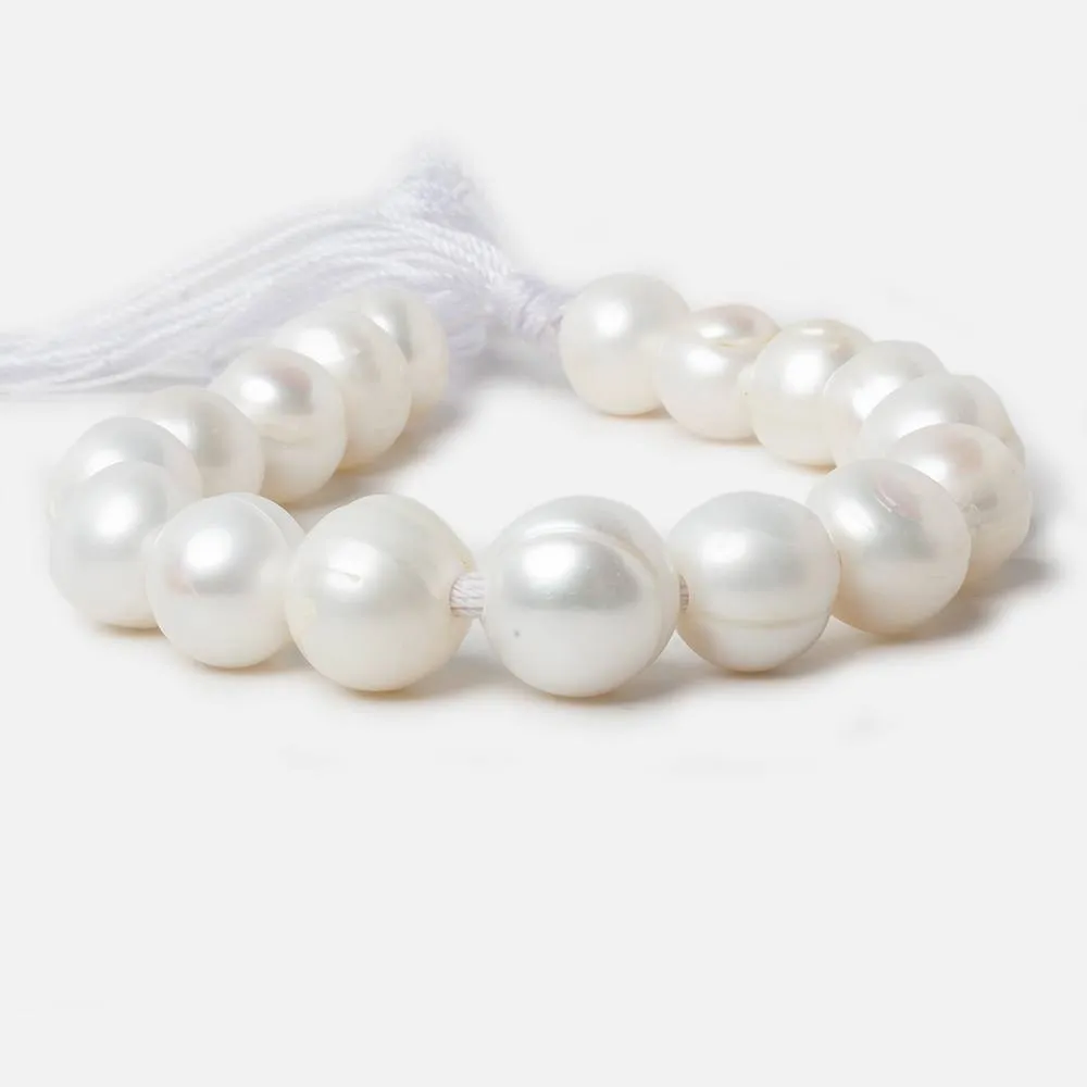 10-12mm Off White Baroque Large Hole Freshwater Pearl 8 inch 17 pieces B grade