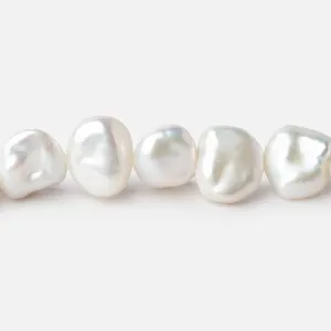 10-12mm Off White Keshi side drilled Freshwater Pearls 15.75 inch 40 Beads AAA