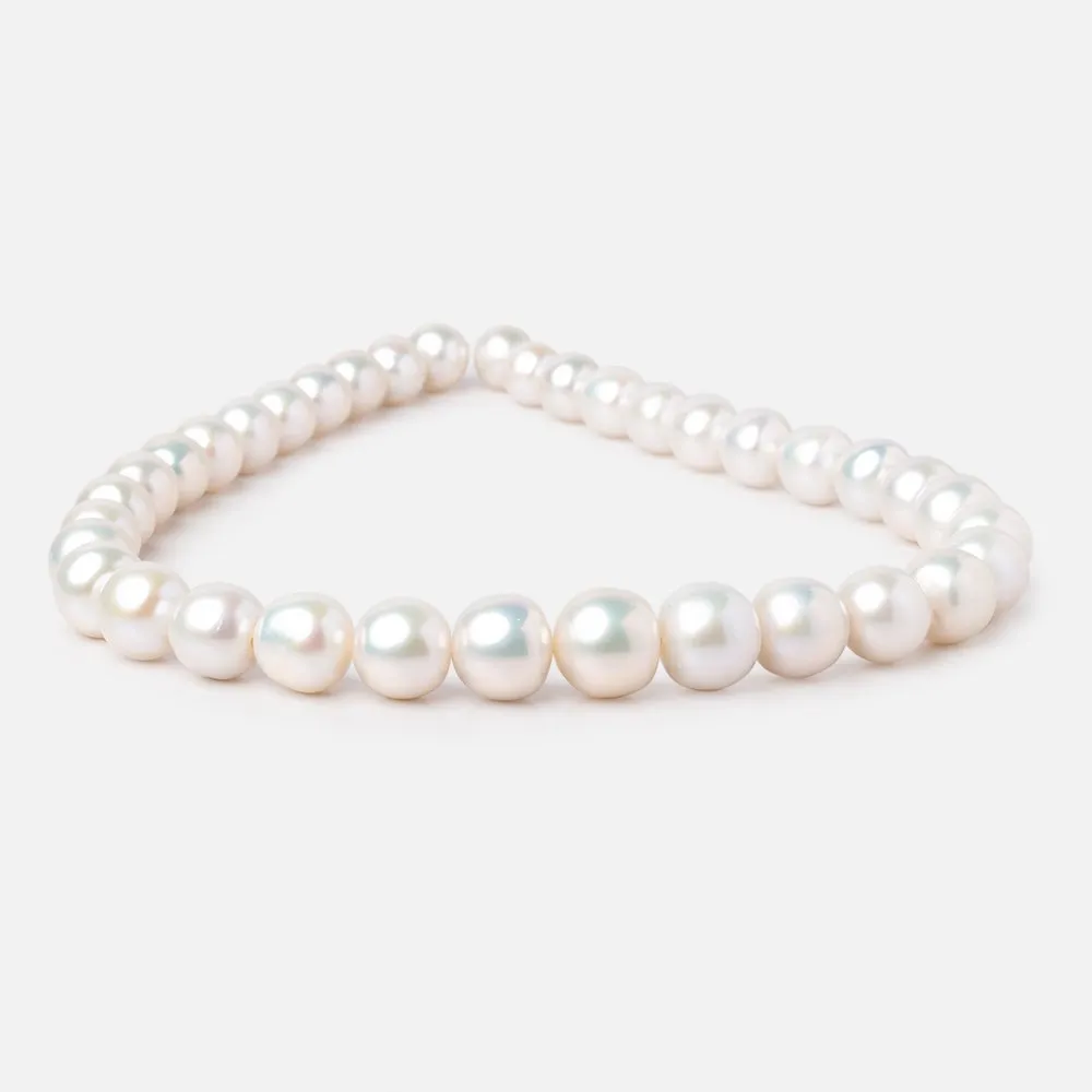 10.5-13.5mm White Off Round Freshwater Pearls 16 inch 36 Beads AA