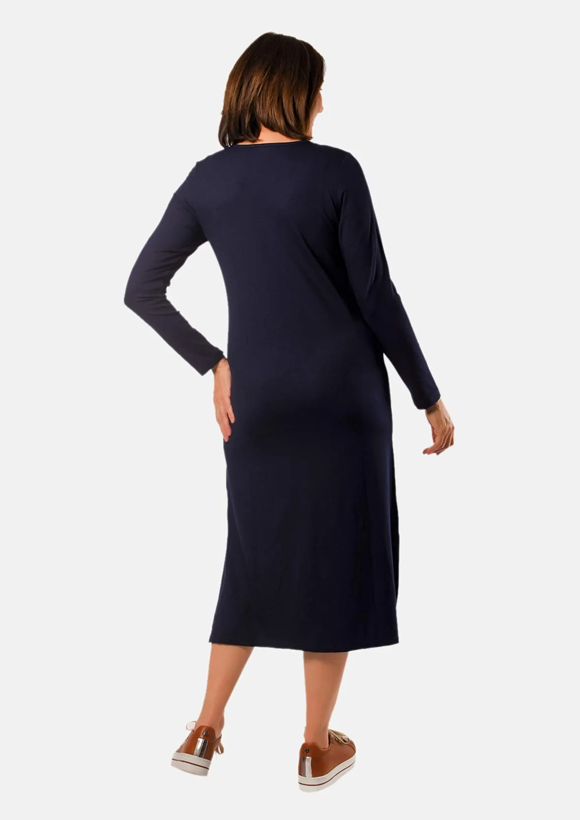 A-Line V-Neck Midi Dress