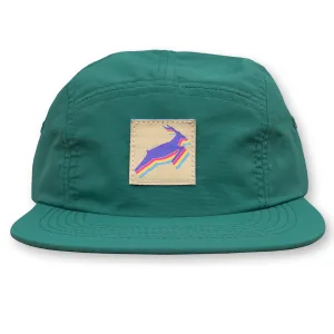 Antelope Five Panel Camp Hat / Teal Nylon with Savannah Antelope Patch