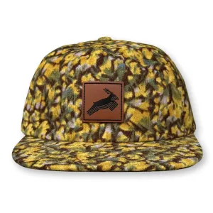 Antelope Floral Corduroy Hat / Forsythia Corduroy with Leather Antelope Patch