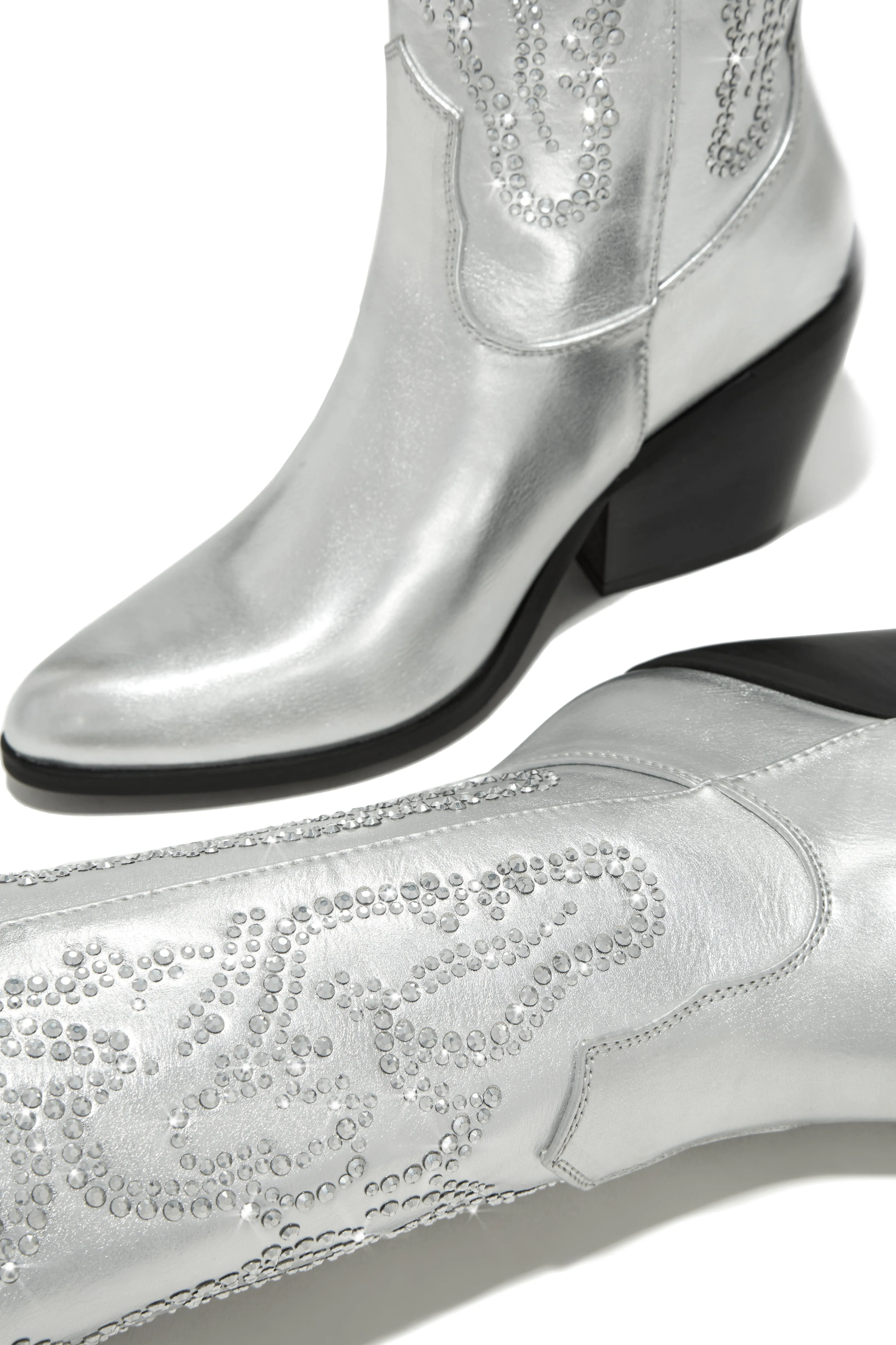 Best In The West Embellished Cowgirl Boots - Silver