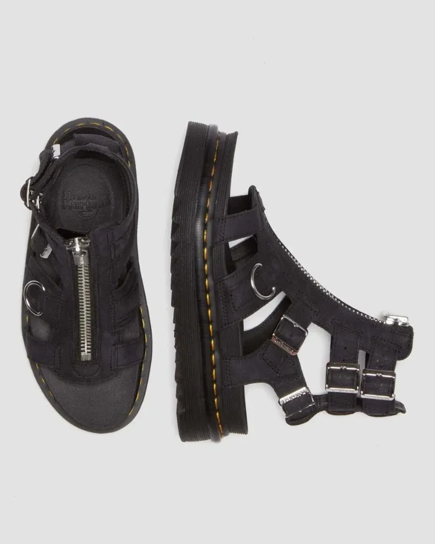 Dr Martens Olson Gladiator Sandal - Charcoal Grey Tumbled Nubuck