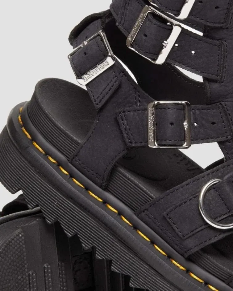 Dr Martens Olson Gladiator Sandal - Charcoal Grey Tumbled Nubuck