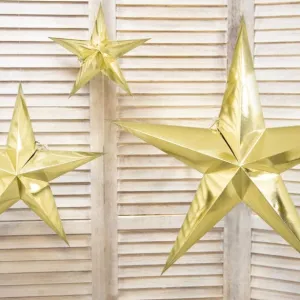 Gold Paper Hanging Stars - 3 sizes available