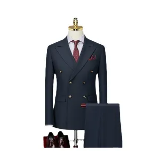 Groom Suit Men's Double Breasted British Business Professional Dress Slim Korean Wedding Dress Suit Men's Dress