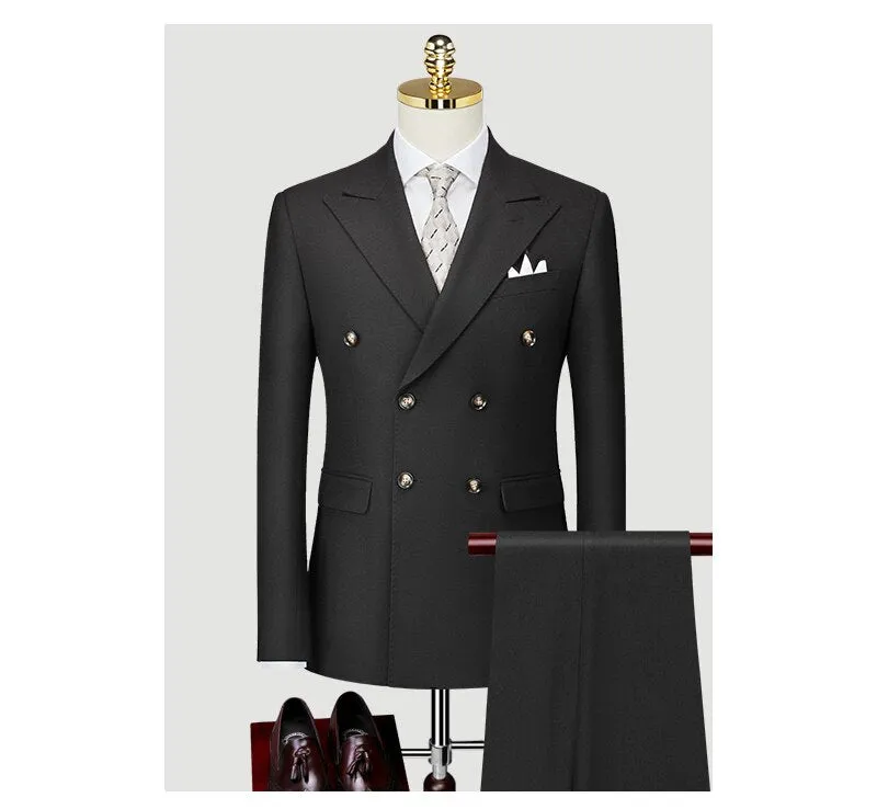 Groom Suit Men's Double Breasted British Business Professional Dress Slim Korean Wedding Dress Suit Men's Dress