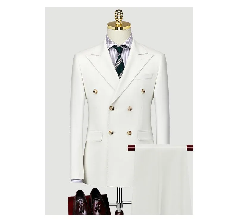 Groom Suit Men's Double Breasted British Business Professional Dress Slim Korean Wedding Dress Suit Men's Dress