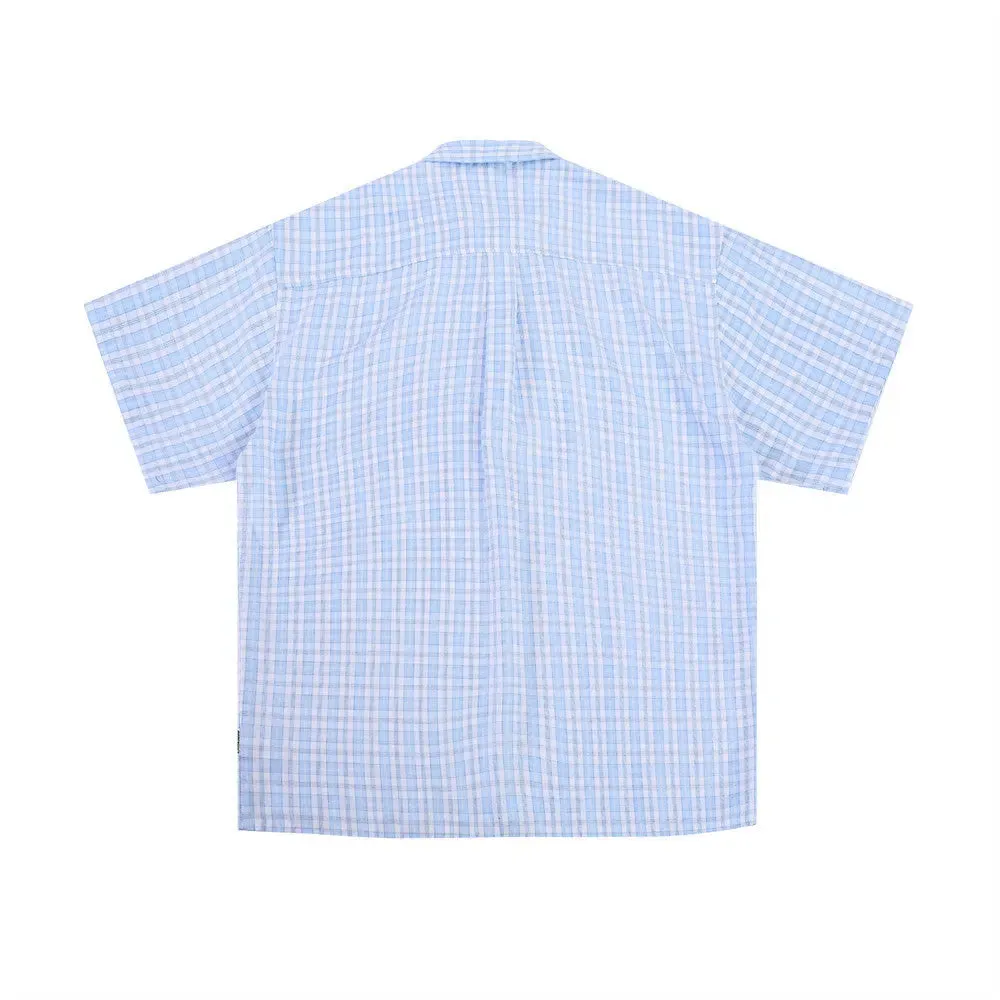 Japanese Short Sleeve Plaid Shirt Men's Summer