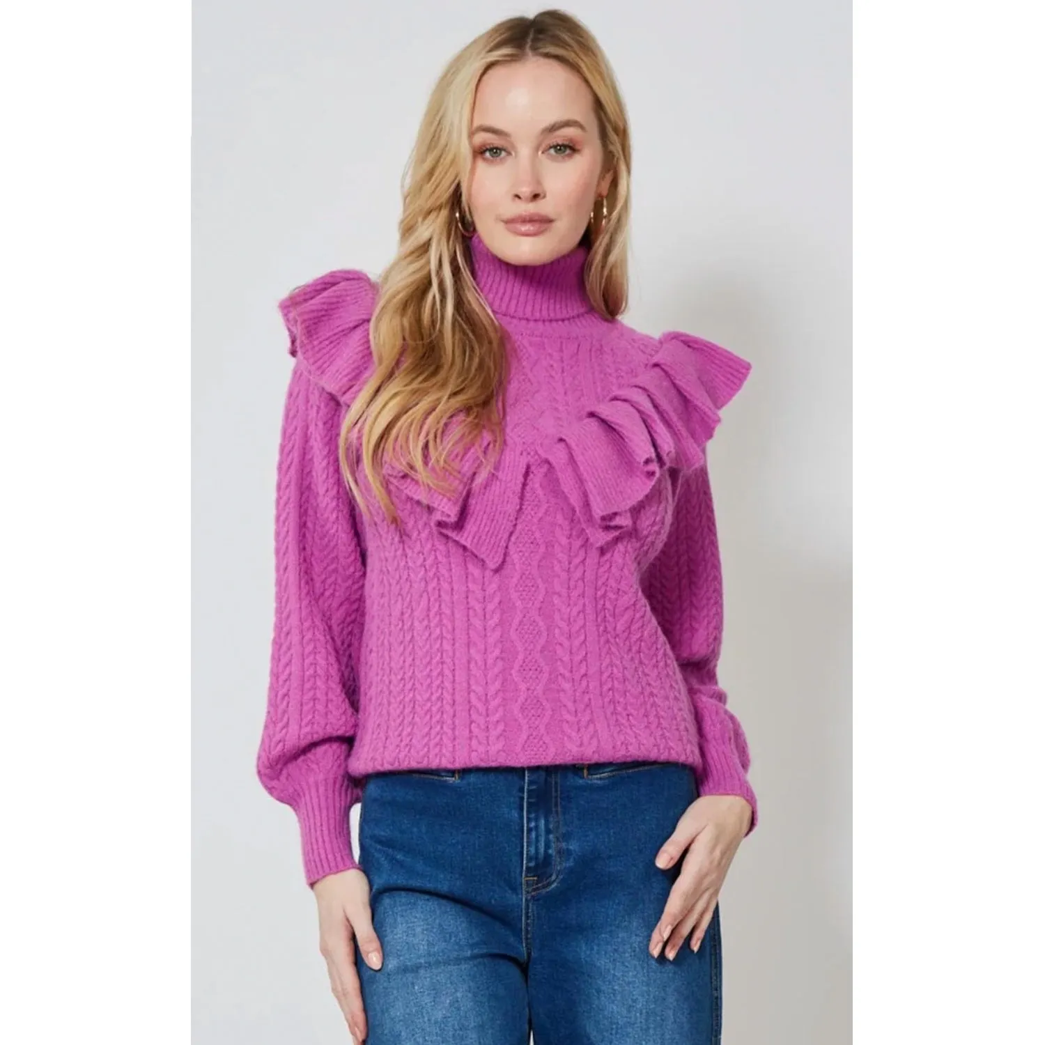 Jumper Knit Romy Ruffle - Orchid