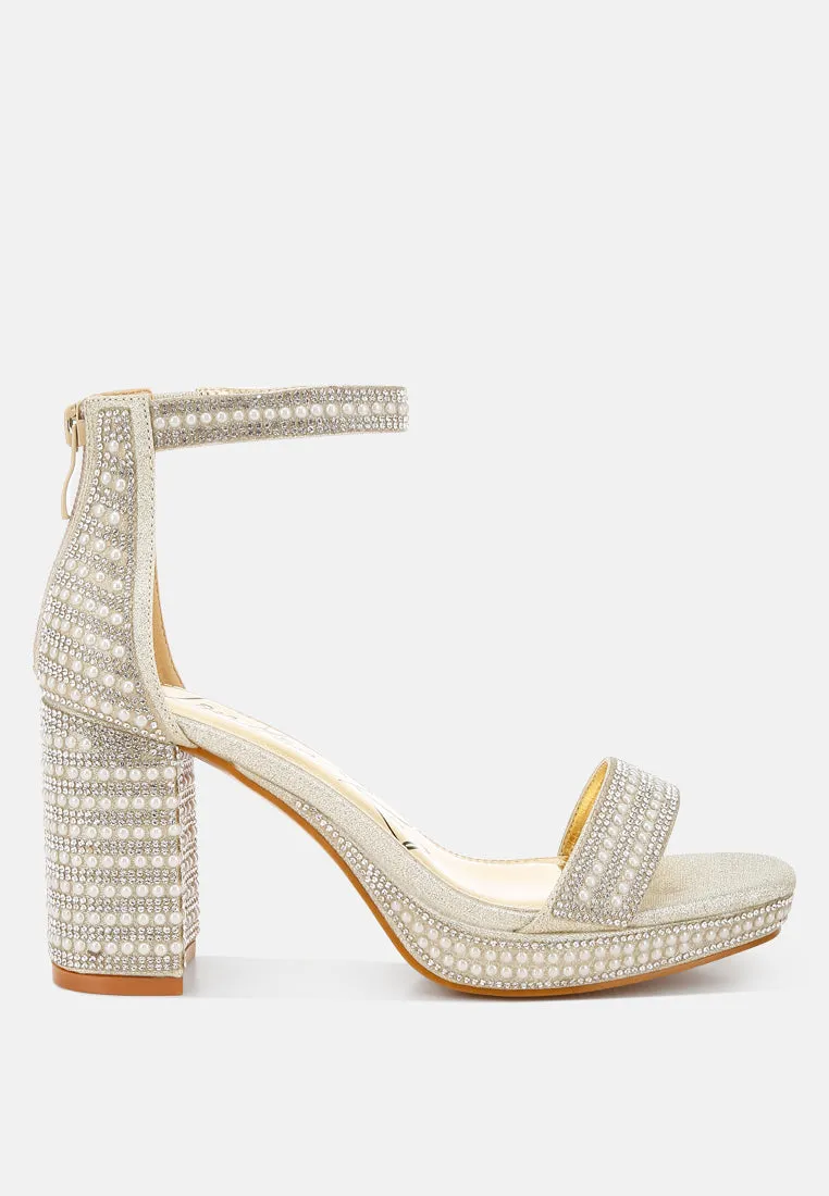 Mejuri Rhinestones And Pearl Embellished Sandals