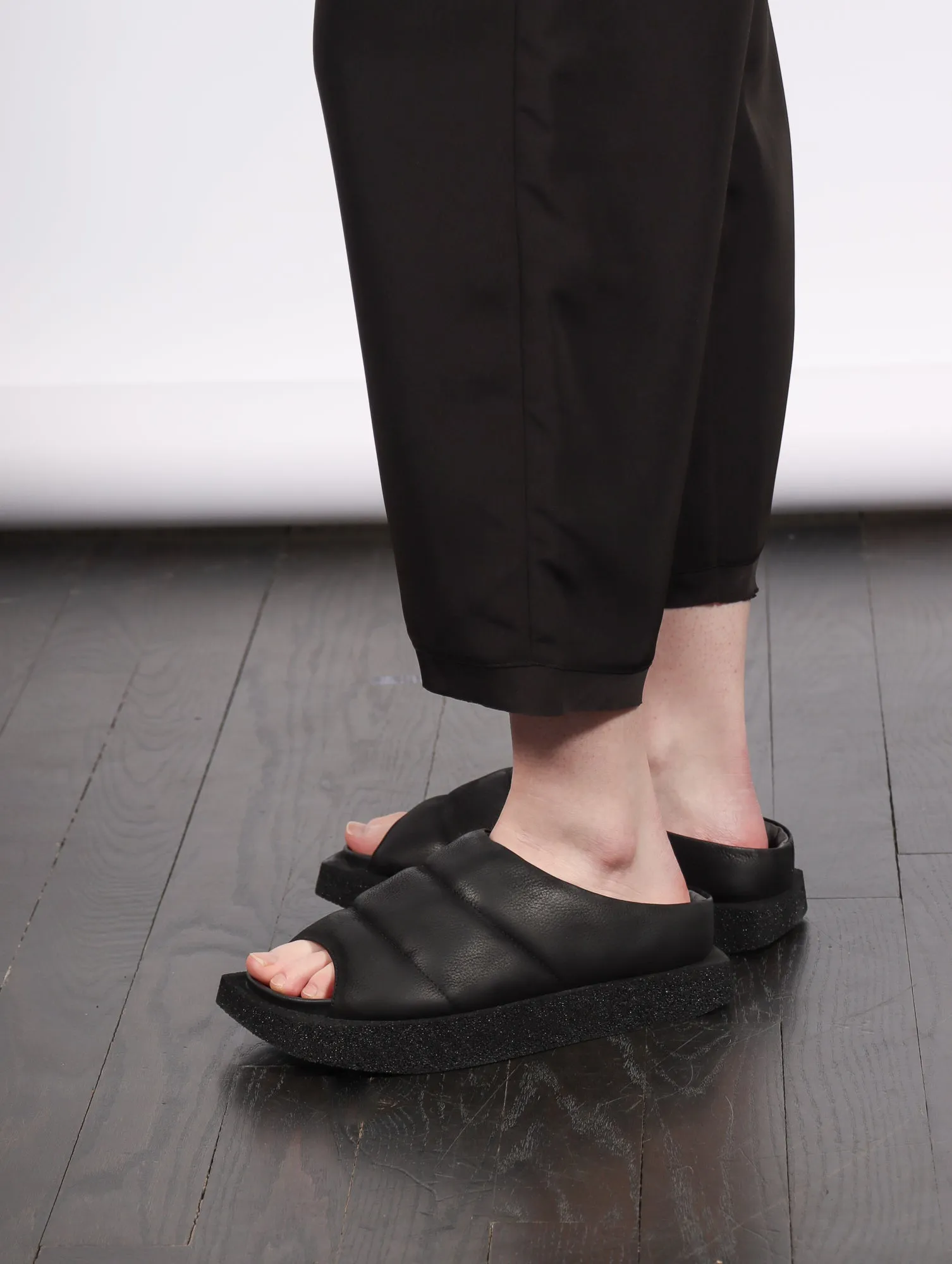 Square Puff Slide in Black by Lofina