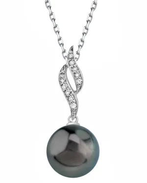 Tahitian South Sea Pearl & Diamond Flame Pendant