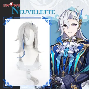 Uwowo Genshin Impact Neuvillette Cosplay Wig Silver Long Hair