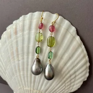 wonder fruit Tahitian pearl earrings